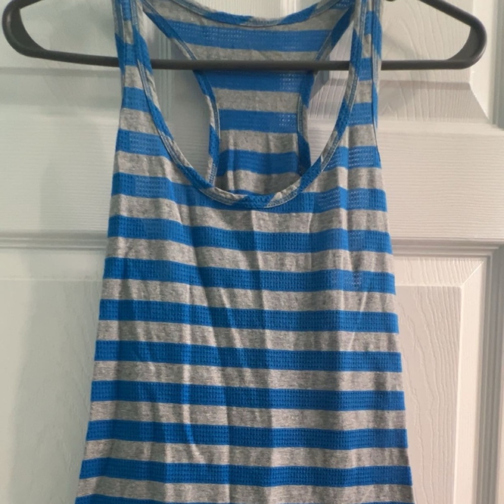 Blue and Gray Striped Tank Top